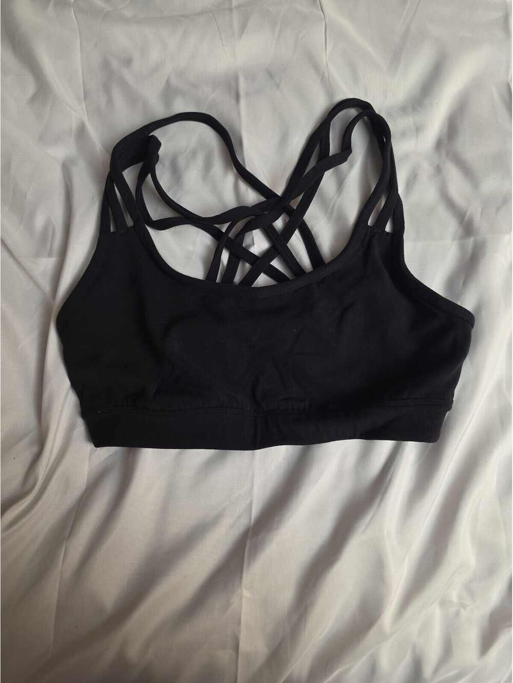 Athleta Black Sports Bra Womens Strappy Criss Cross Back Athletic Yoga